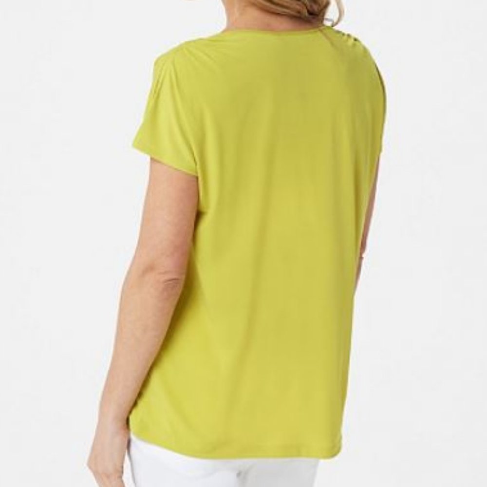 Susan Graver Liquid Knit Split-Sleeve Top 2496 - Picture 2 of 3